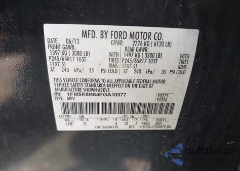 2014 Ford Explorer from USA, damaged, VIN 1FM5K8B84EGA10977